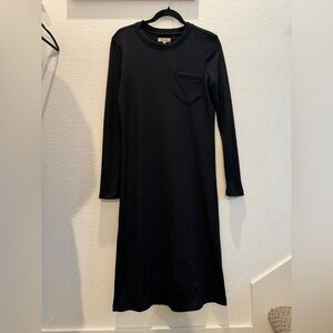 Madewell classic ribbed long sleeve black dress